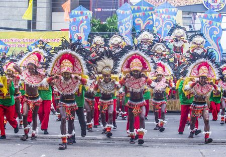 ILOILO , PHILIPPINES - JAN 28 : Participants in the Dinagyang Festival in Iloilo Philippines on January 28 2018. The Dinagyang is religious and cultural festival that honor the Santo NiÃ±oのeditorial素材