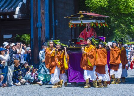 KYOTO - MAY 15 : Participants in Aoi Matsuri in Kyoto, Japan on May 15 2018. Aoi Mastsuri is one of the three main annual festivals held in Kyoto, Japanのeditorial素材