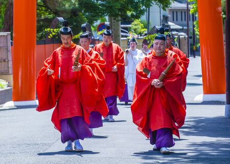KYOTO - MAY 15 : Participants in Aoi Matsuri in Kyoto, Japan on May 15 2018. Aoi Mastsuri is one of...