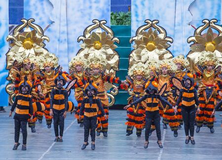 CEBU CITY , PHILIPPINES - JAN 21 : Participants in the Sinulog festival in Cebu city Philippines on January 21 2018. The Sinulog is the centre of the Santo NiÃ±o Catholic celebrations in the Philippines.のeditorial素材