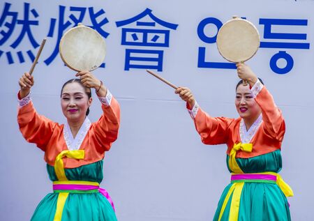 SEOUL - MAY 10 : Participants in a Culture Performance during Lotus Lantern Festival in Seoul , Korea on May 10 2018  The festival is a celebration of the birth of Buddhaのeditorial素材