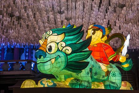 SEOUL - MAY 11 : Colorful lantern decoration at Jogyesa Temple during the Lotus Lantern Festival in Seoul Korea on May 11 2018. The festival is a celebration of the birth of Buddhaのeditorial素材