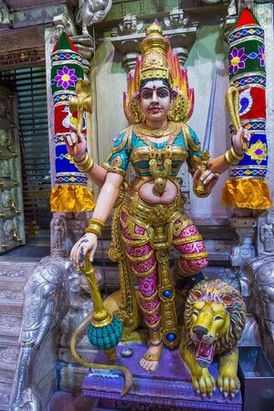 SINGAPORE - FEB 24 : Statue in Sri Veeramakaliamman temple in Little India, Singapore on February 24...