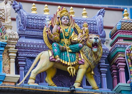 SINGAPORE - FEB 24 : Statues in Sri Veeramakaliamman temple in Little India, Singapore on February 24 2018 It is one of the oldest temples in Singapore.のeditorial素材
