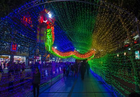 TAIPEI - FEB 18 : Chinese new year decorations in Longshan temple in Taipei Taiwan on February 18 2018. The temple was built in 1738のeditorial素材