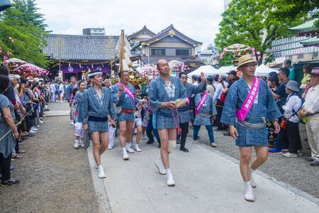 TOKYO - MAY 19 : Participants in the Kanda Matsuri in Tokyo, Japan on May 19 2018. Kanda Matsuri is one of three main festivals of Tokyo, Japanのeditorial素材
