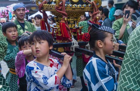 TOKYO - MAY 19 : Participants in the Kanda Matsuri in Tokyo, Japan on May 19 2018. Kanda Matsuri is one of three main festivals of Tokyo, Japanのeditorial素材