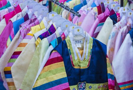 SEOUL - MAY 10 : Hanbok clothing in Seoul Korea on May 10 2018. Hanbok is a Korean traditional clothing It is characterized by vibrant colors and simple linesのeditorial素材