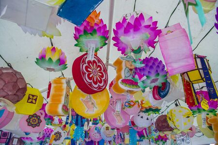 SEOUL - MAY 11 : Colorful lantern decoration at Jogyesa Temple during the Lotus Lantern Festival in Seoul Korea on May 11 2018. The festival is a celebration of the birth of Buddhaのeditorial素材