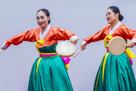 SEOUL - MAY 10 : Participants in a Culture Performance during Lotus Lantern Festival in Seoul , Korea on May 10 2018  The festival is a celebration of the birth of Buddhaのeditorial素材