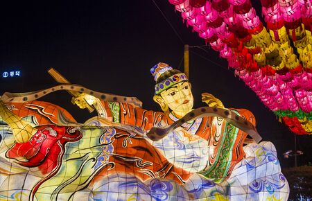 SEOUL - MAY 11 : Colorful lantern decoration at Jogyesa Temple during the Lotus Lantern Festival in Seoul Korea on May 11 2018. The festival is a celebration of the birth of Buddhaのeditorial素材