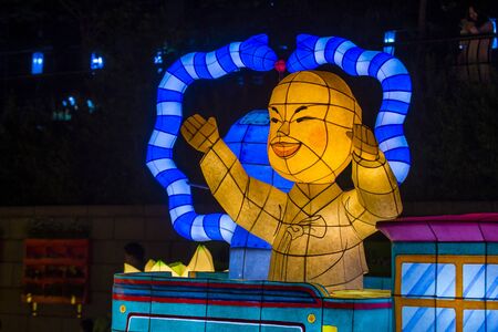 SEOUL - MAY 11 : Colorful lantern decoration at cheonggyecheon stream during the Lotus Lantern Festival in Seoul Korea on May 11 2018. The festival is a celebration of the birth of Buddhaのeditorial素材