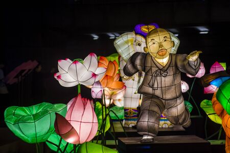 SEOUL - MAY 11 : Colorful lantern decoration at cheonggyecheon stream during the Lotus Lantern Festival in Seoul Korea on May 11 2018. The festival is a celebration of the birth of Buddhaのeditorial素材