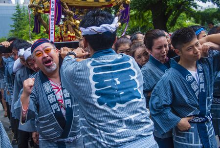 TOKYO - MAY 19 : Participants in the Kanda Matsuri in Tokyo, Japan on May 19 2018. Kanda Matsuri is...