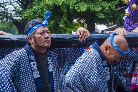 TOKYO - MAY 19 : Participants in the Kanda Matsuri in Tokyo, Japan on May 19 2018. Kanda Matsuri is one of three main festivals of Tokyo, Japanのeditorial素材