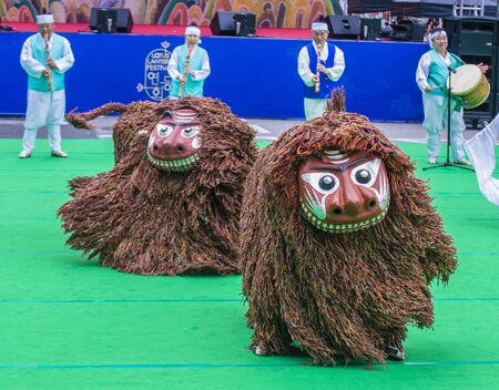 SEOUL - MAY 10 : Participants in a Culture Performance during Lotus Lantern Festival in Seoul , Korea on May 10 2018  The festival is a celebration of the birth of Buddhaのeditorial素材