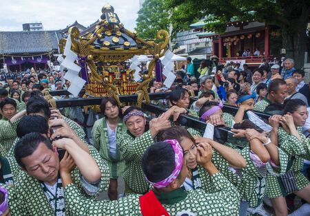 TOKYO - MAY 19 : Participants in the Kanda Matsuri in Tokyo, Japan on May 19 2018. Kanda Matsuri is one of three main festivals of Tokyo, Japanのeditorial素材