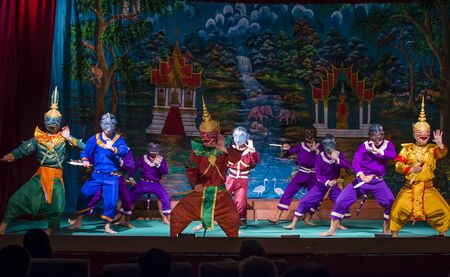 LUANG PRABANG , LAOS - AUG 10 : Laotian dancers perform in the Royal Ballet Theatre in Luang Prabang Laos on August 10 2018.のeditorial素材