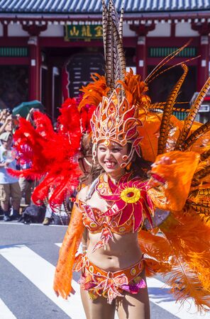 TOKYO - AUG 25 : Participant in the Asakusa samba carnival in Tokyo Japan on August 25 2018. The...