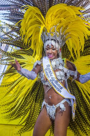 TOKYO - AUG 25 : Participant in the Asakusa samba carnival in Tokyo Japan on August 25 2018. The...