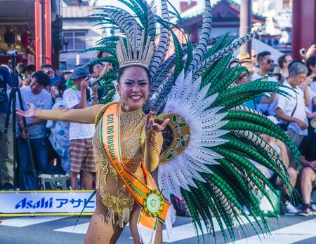 TOKYO - AUG 25 : Participant in the Asakusa samba carnival in Tokyo Japan on August 25 2018. The...