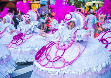 TOKYO - AUG 25 : Participants in the Asakusa samba carnival in Tokyo Japan on August 25 2018. The Asakusa samba carnival is the largest of its kind in the northern hemisphere.のeditorial素材