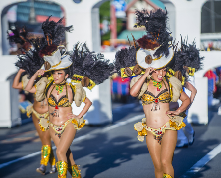 TOKYO - AUG 25 : Participants in the Asakusa samba carnival in Tokyo Japan on August 25 2018. The Asakusa samba carnival is the largest of its kind in the northern hemisphere.のeditorial素材