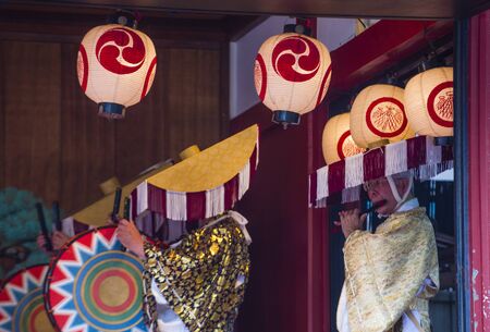 TOKYO - MAY 19 : Participants in the Kanda Matsuri in Tokyo, Japan on May 19 2018. Kanda Matsuri is one of three main festivals of Tokyo, Japanのeditorial素材