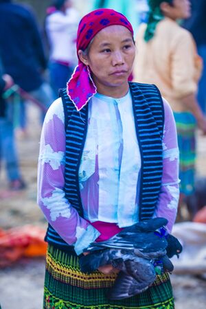 DONG VAN , VIETNAM - SEP 16 : The weekend market in Dong Van Vietnam on September 16 2018. The market is a trading place for ethnic groups from the surrounding hillsのeditorial素材