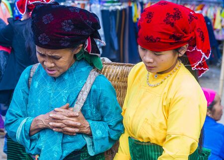 DONG VAN , VIETNAM - SEP 16 : The weekend market in Dong Van Vietnam on September 16 2018. The market is a trading place for ethnic groups from the surrounding hillsのeditorial素材
