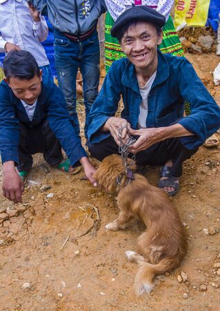 DONG VAN , VIETNAM - SEP 16 : The weekend market in Dong Van Vietnam on September 16 2018. The market is a trading place for ethnic groups from the surrounding hillsのeditorial素材