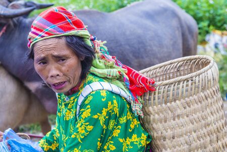 DONG VAN , VIETNAM - SEP 16 : The weekend market in Dong Van Vietnam on September 16 2018. The market is a trading place for ethnic groups from the surrounding hillsのeditorial素材