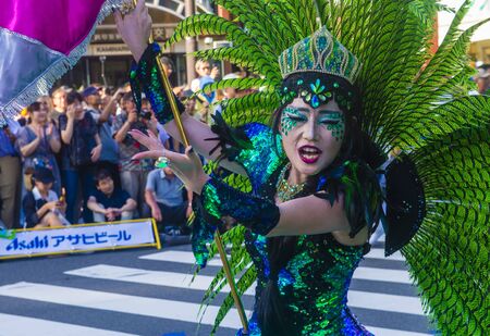 TOKYO - AUG 25 : Participant in the Asakusa samba carnival in Tokyo Japan on August 25 2018. The...