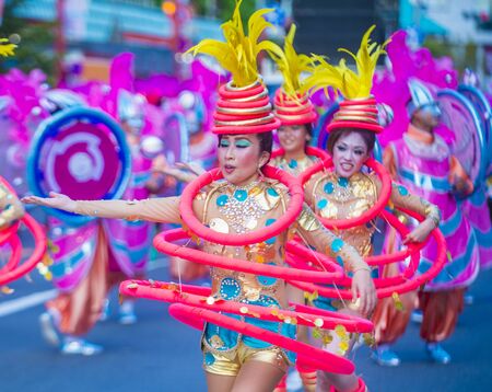 TOKYO - AUG 25 : Participants in the Asakusa samba carnival in Tokyo Japan on August 25 2018. The...