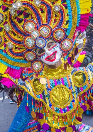 BACOLOD , PHILIPPINES - OCT 28 : Participant in the Masskara Festival in Bacolod Philippines on October 28 2018. Masskara is an annual festival held every fourth Sunday of Octoberのeditorial素材