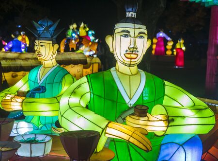 JINJU , SOUTH KOREA - OCT 07 : Colorful lantern decoration during the Jinju Lantern Festival in Jinju , South Korea on October 07 2018のeditorial素材