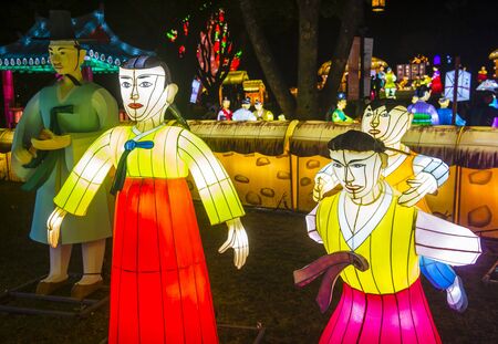 JINJU , SOUTH KOREA - OCT 07 : Colorful lantern decoration during the Jinju Lantern Festival in Jinju , South Korea on October 07 2018のeditorial素材