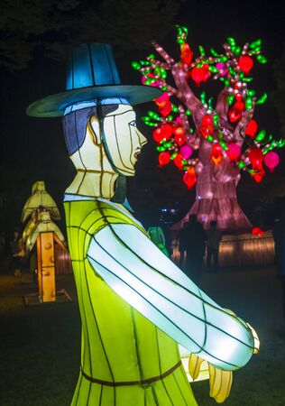 JINJU , SOUTH KOREA - OCT 07 : Colorful lantern decoration during the Jinju Lantern Festival in Jinju , South Korea on October 07 2018のeditorial素材