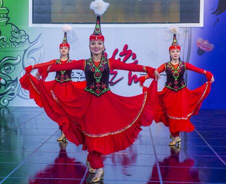ANDONG , SOUTH KOREA - OCT 01 : Dancers from the Exemplary Choreographic Ensemble Sholpan perform at the Maskdance festival held in Andong South Korea on October 01 2018のeditorial素材