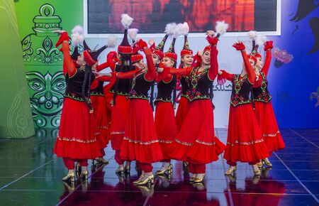 ANDONG , SOUTH KOREA - OCT 01 : Dancers from the Exemplary Choreographic Ensemble Sholpan perform at the Maskdance festival held in Andong South Korea on October 01 2018のeditorial素材