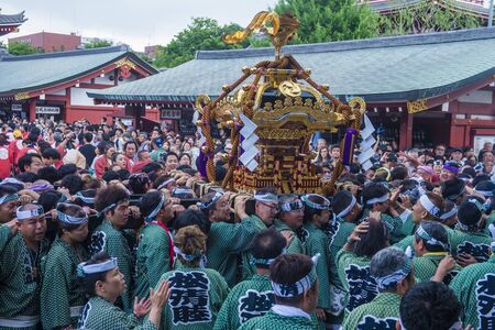 TOKYO - MAY 19 : Participants in the Kanda Matsuri in Tokyo, Japan on May 19 2018. Kanda Matsuri is...