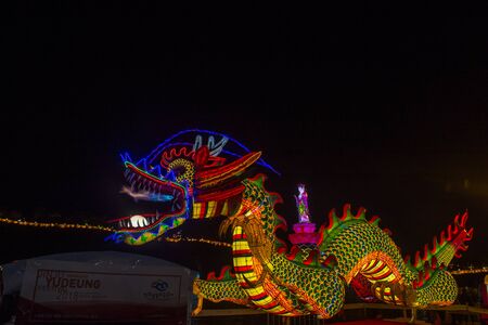 JINJU , SOUTH KOREA - OCT 07 : Colorful lantern decoration during the Jinju Lantern Festival in Jinju , South Korea on October 07 2018のeditorial素材