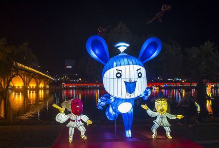 JINJU , SOUTH KOREA - OCT 07 : Colorful lantern decoration during the Jinju Lantern Festival in Jinju , South Korea on October 07 2018のeditorial素材