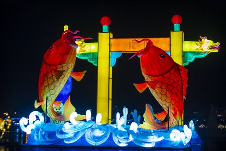JINJU , SOUTH KOREA - OCT 07 : Colorful lantern decoration during the Jinju Lantern Festival in Jinju , South Korea on October 07 2018のeditorial素材