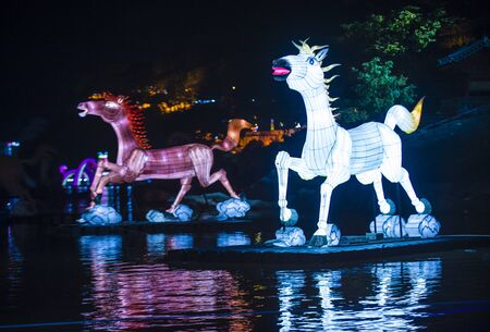 JINJU , SOUTH KOREA - OCT 07 : Colorful lantern decoration during the Jinju Lantern Festival in Jinju , South Korea on October 07 2018のeditorial素材
