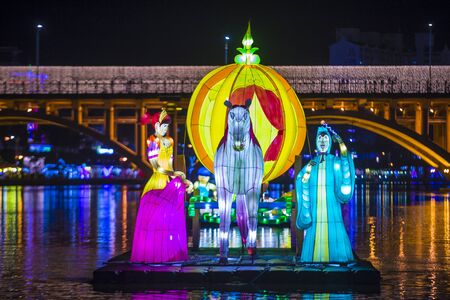 JINJU , SOUTH KOREA - OCT 07 : Colorful lantern decoration during the Jinju Lantern Festival in Jinju , South Korea on October 07 2018のeditorial素材