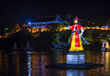 JINJU , SOUTH KOREA - OCT 07 : Colorful lantern decoration during the Jinju Lantern Festival in Jinju , South Korea on October 07 2018のeditorial素材
