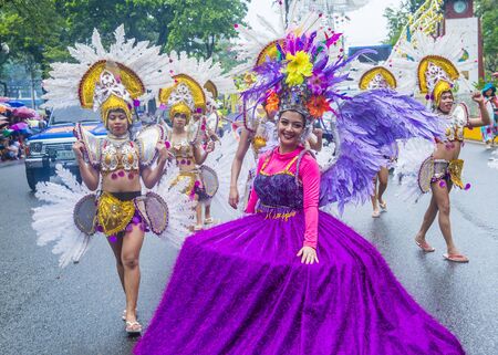 CEBU CITY , PHILIPPINES - JAN 20 : Participants in the Sinulog festival in Cebu city Philippines on January 20 2019. The Sinulog is an annual religious celebrations in the Philippines.のeditorial素材