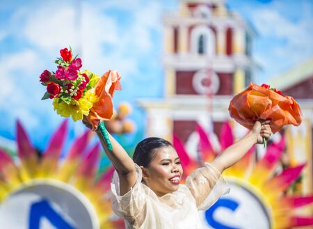 ILOILO , PHILIPPINES - JAN 27 : Participants in the Dinagyang Festival in Iloilo Philippines on January 27 2019. The Dinagyang is religious and cultural ennuel festivalのeditorial素材