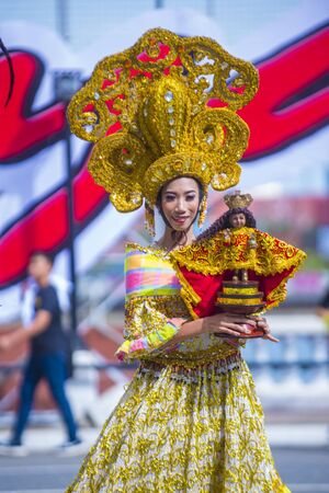 ILOILO , PHILIPPINES - JAN 27 : Participants in the Dinagyang Festival in Iloilo Philippines on January 27 2019. The Dinagyang is religious and cultural ennuel festivalのeditorial素材